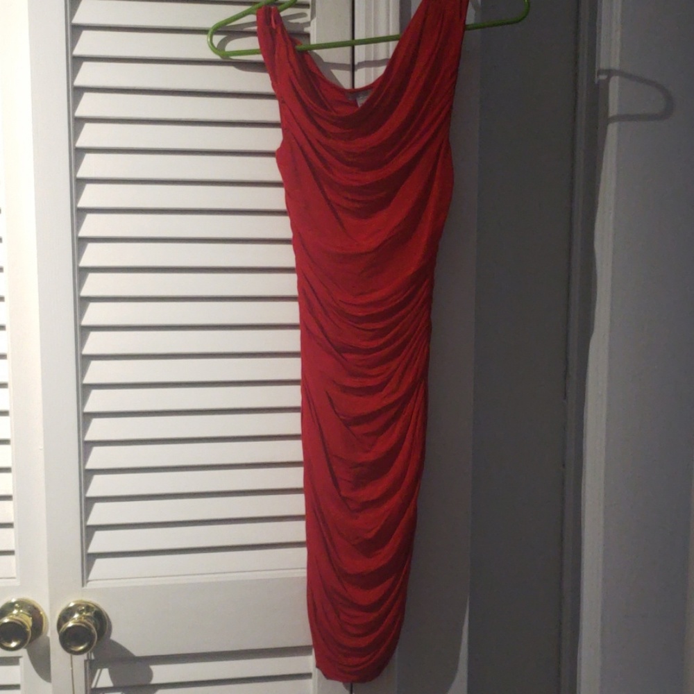 A hot, form fitting red dress